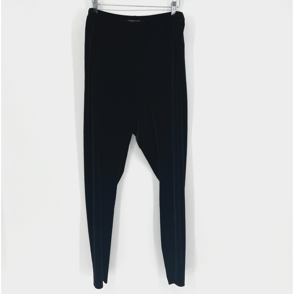 Eileen Fisher Stretch Velvet Knit Leggings Womens 2X Black Elevated Basic